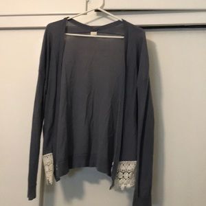 Blue cardigan with lace detail